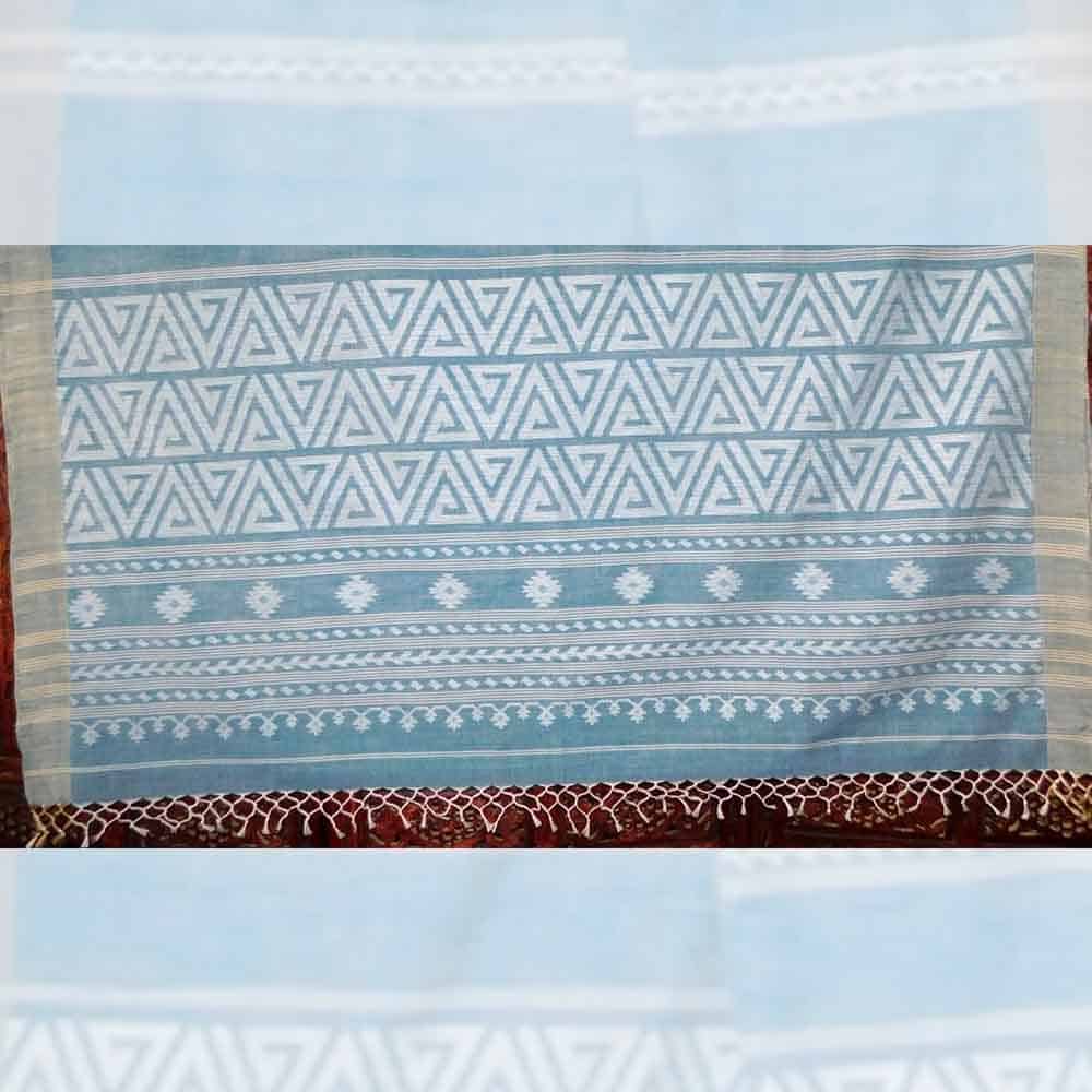 Geometric Khadi Jamdani Saree PU15G 2