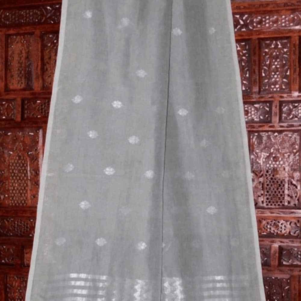 Linen Mughal Buta Geometric Pallu Weaving Handloom Saree TLG02A 3