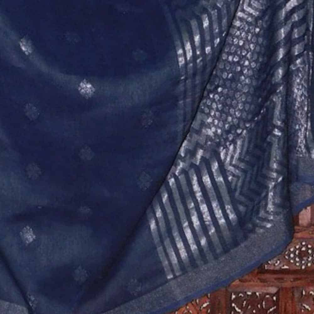 Linen Mughal Buta Geometric Pallu Weaving Handloom Saree TLG02E 2
