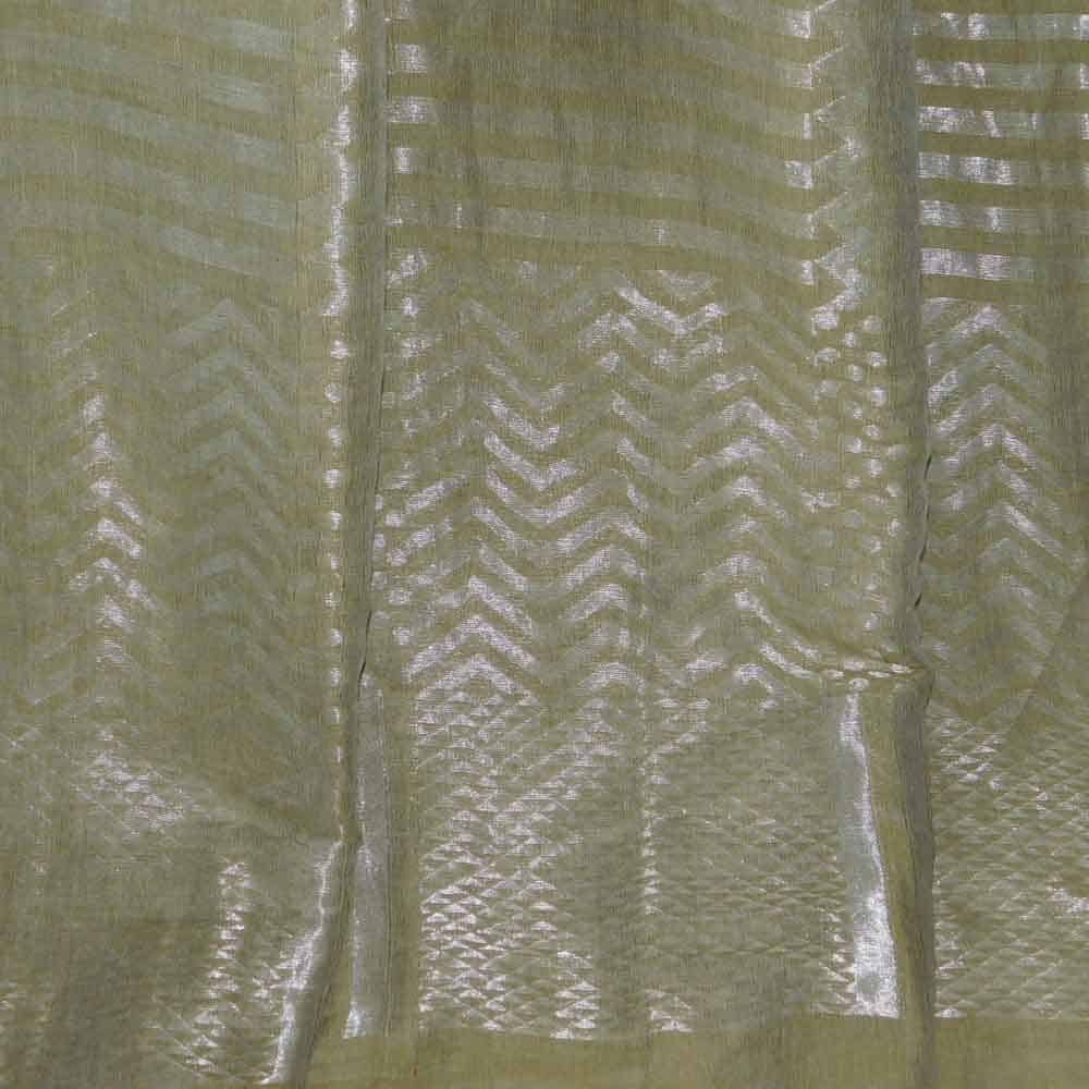Linen Mughal Buta Geometric Pallu Weaving Handloom Saree TLG02J 2