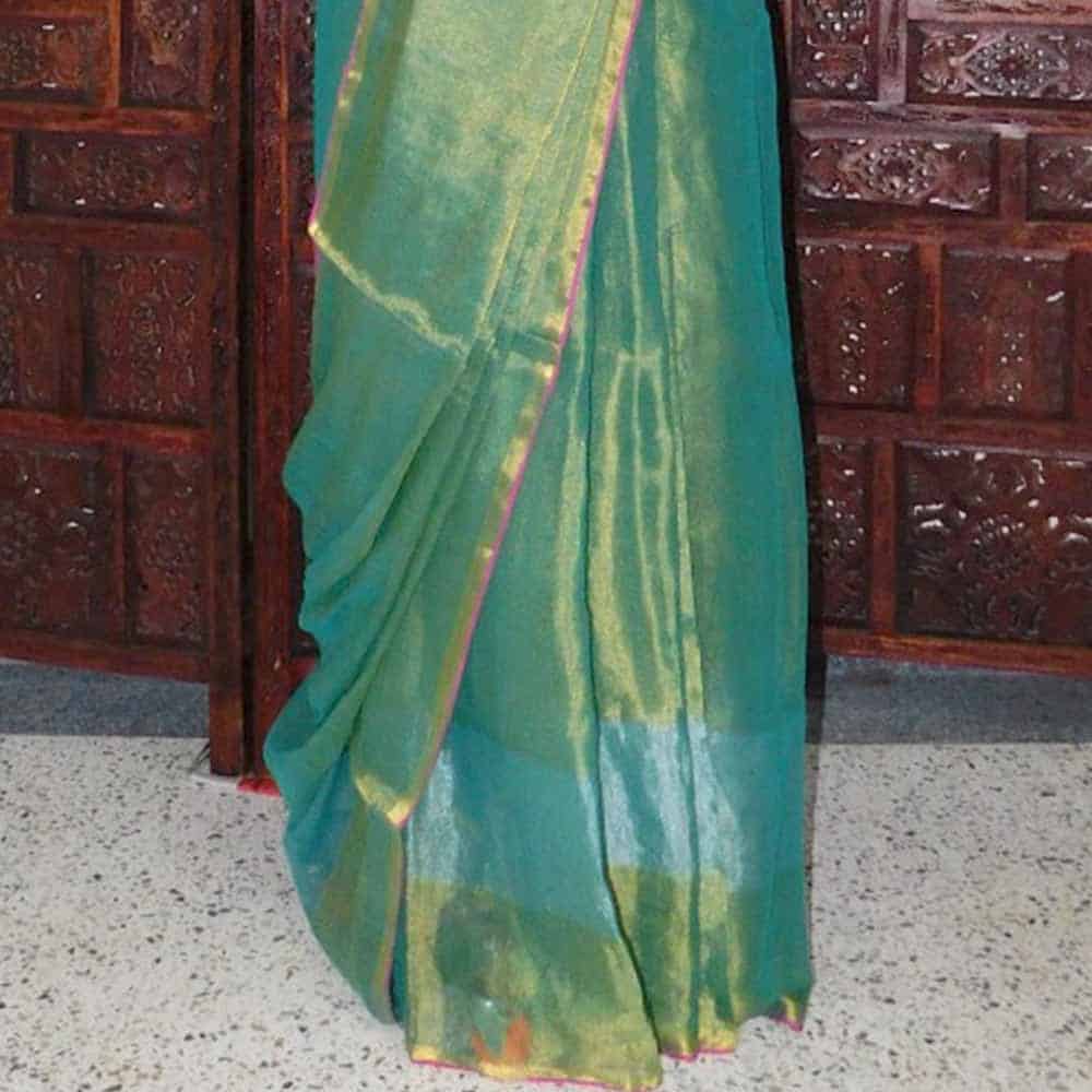 Luxurious Metalic linen Handloom Saree RAML33P 3