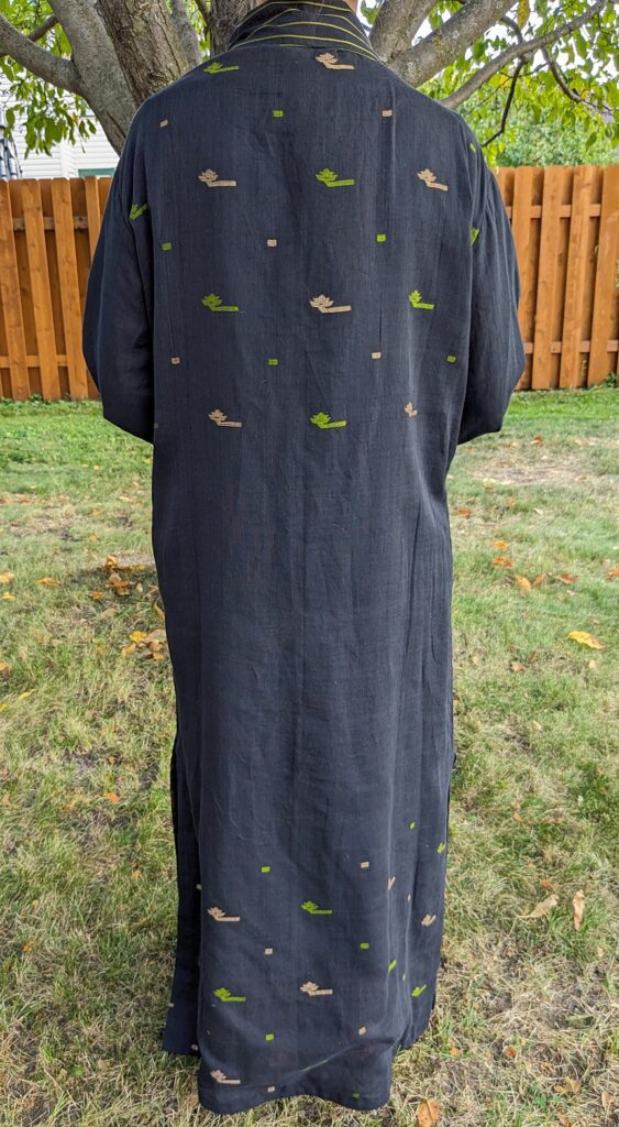 Robe- navy black with fular Muslin jamdani