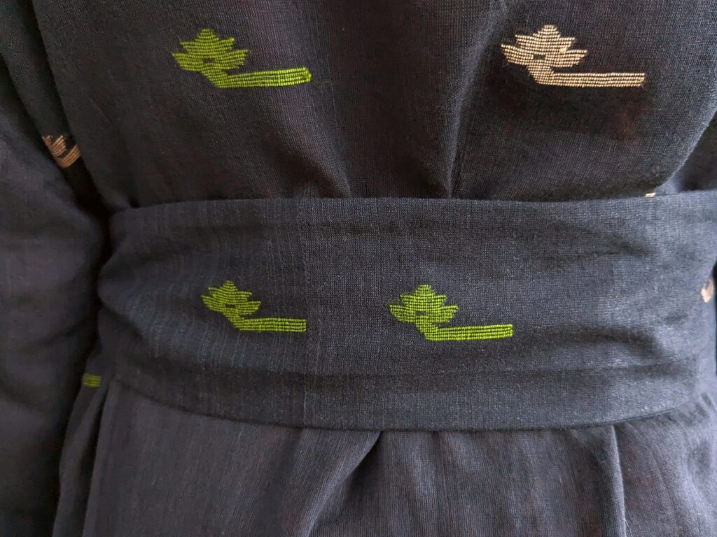 Robe- navy black with fular detail Muslin jamdani