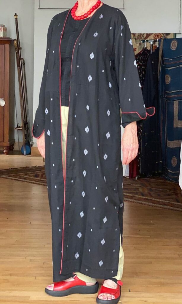 Robe- navy black with white diamond Muslin jamdani