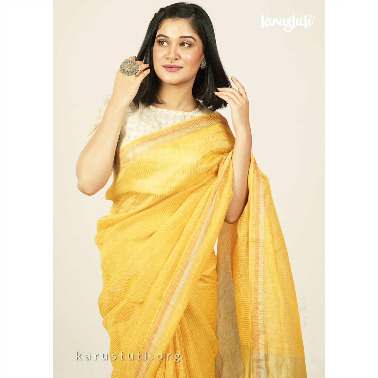 pure linen handloom sarees