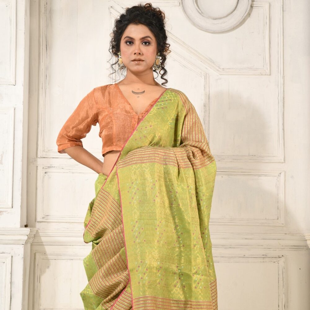 JACQUARDMETALLICSAREE-KARU36-LEAF-GREEN (2)