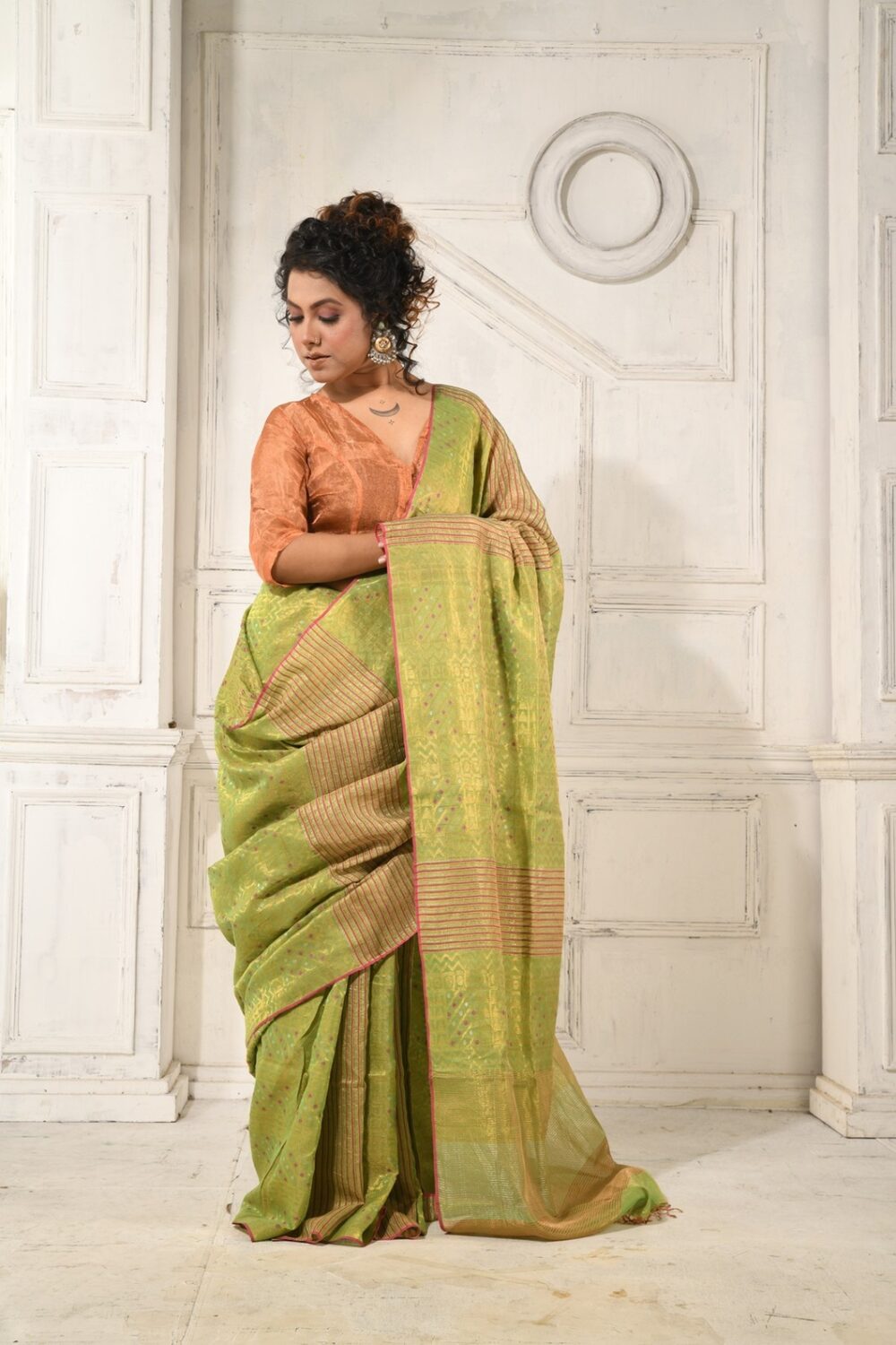 JACQUARDMETALLICSAREE-KARU36-LEAF-GREEN (4)