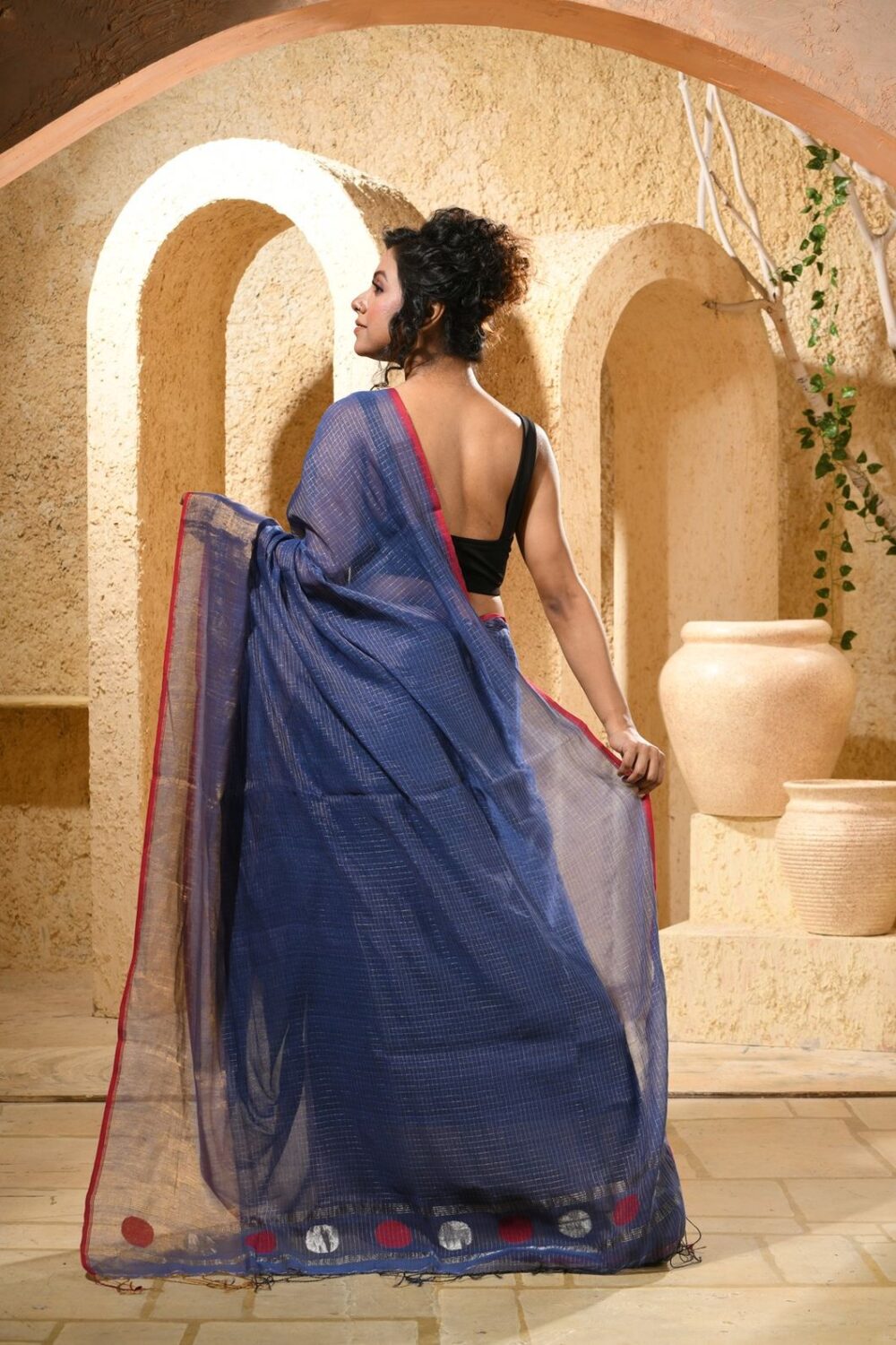 METALLICHANDLOOMSAREE-KARU-12-BLUEANDSILVERGOLDZARIBORDE