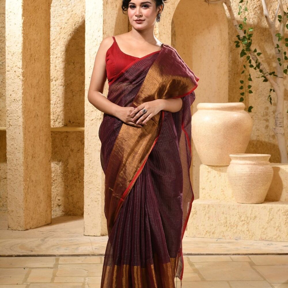 METALLICHANDLOOMSAREE-KARU14-WINEANDSILVERGOLDZARIBORDER (1)