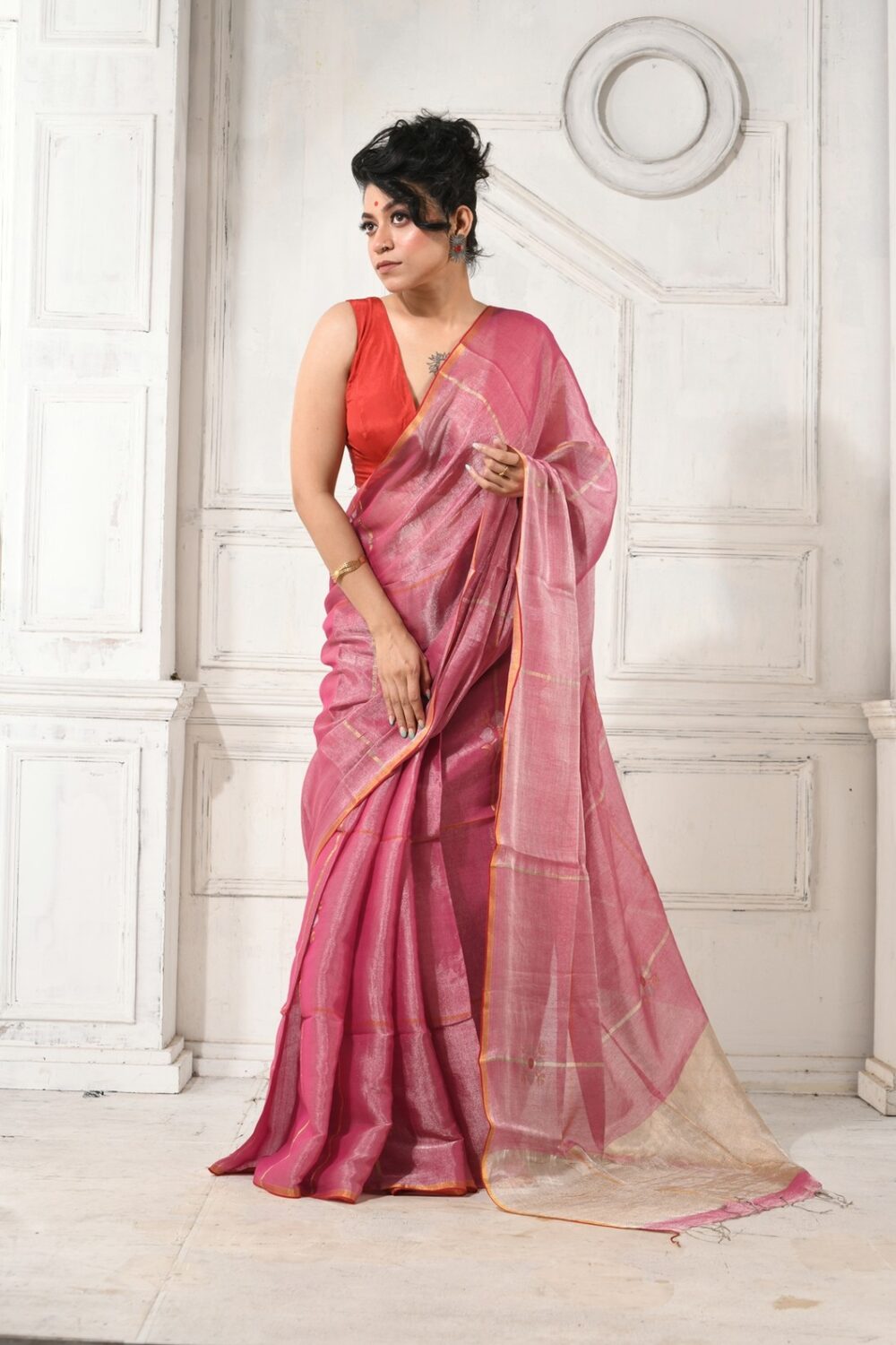 METALLICHANDLOOMSAREE-KARU20-PINK-SILVER