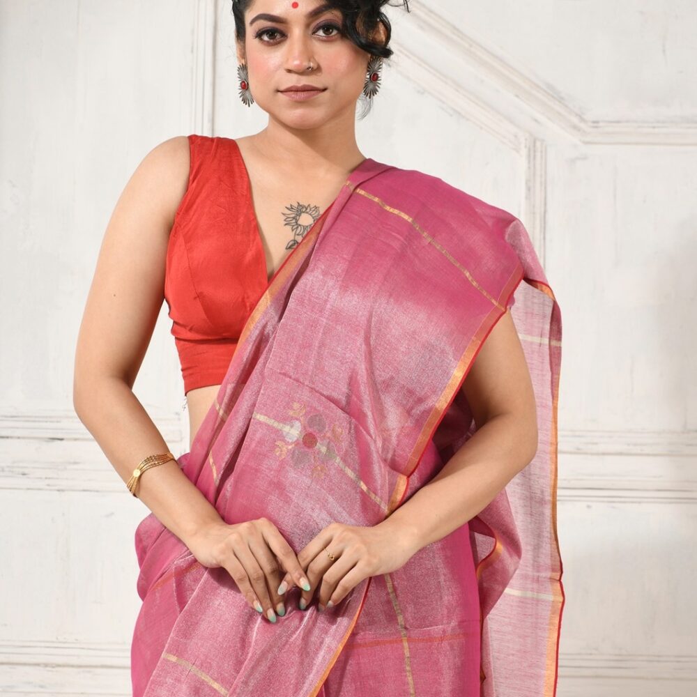 METALLICHANDLOOMSAREE-KARU20-PINK-SILVER (2)