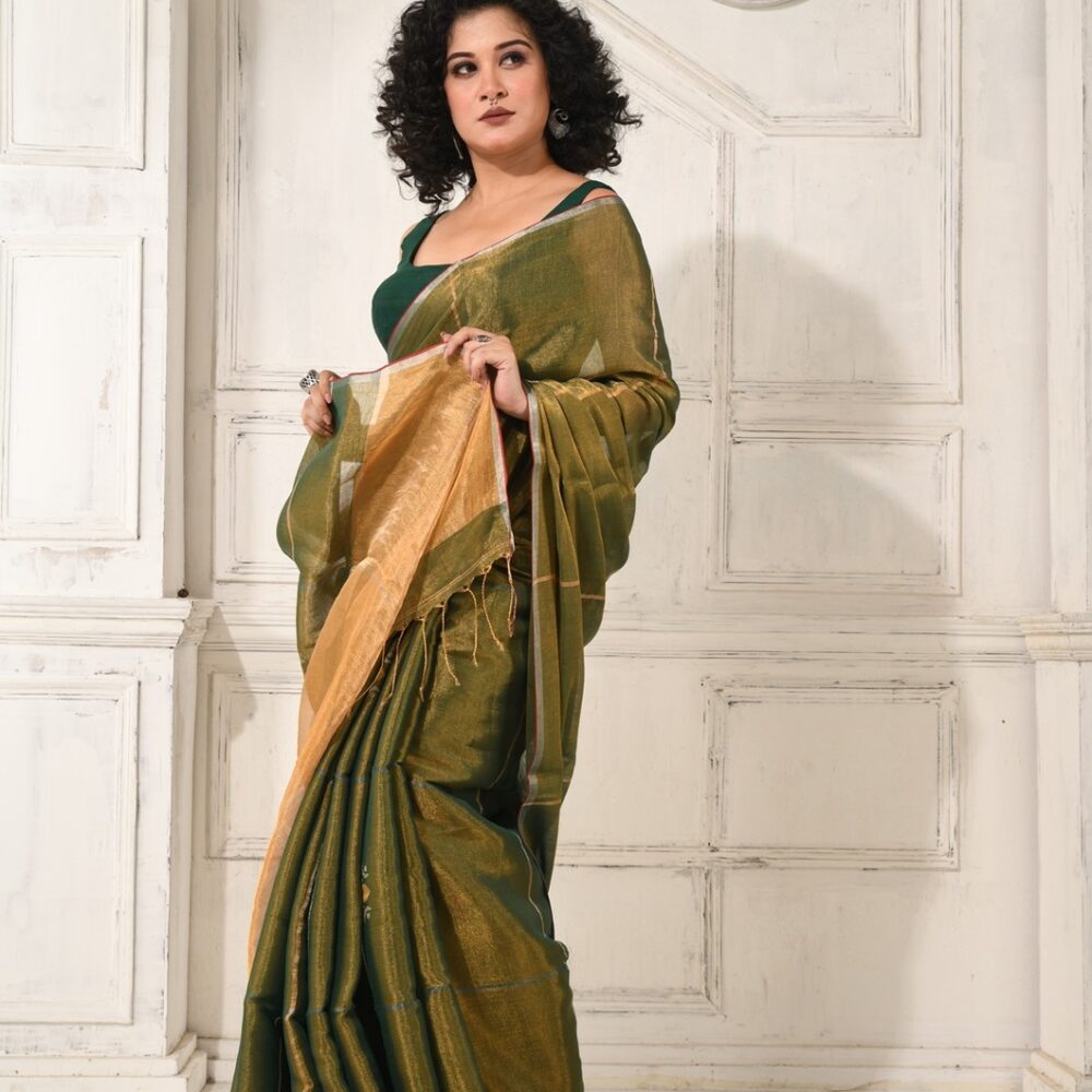 METALLICHANDLOOMSAREE-KARU23-GREEN-GOLD (4)