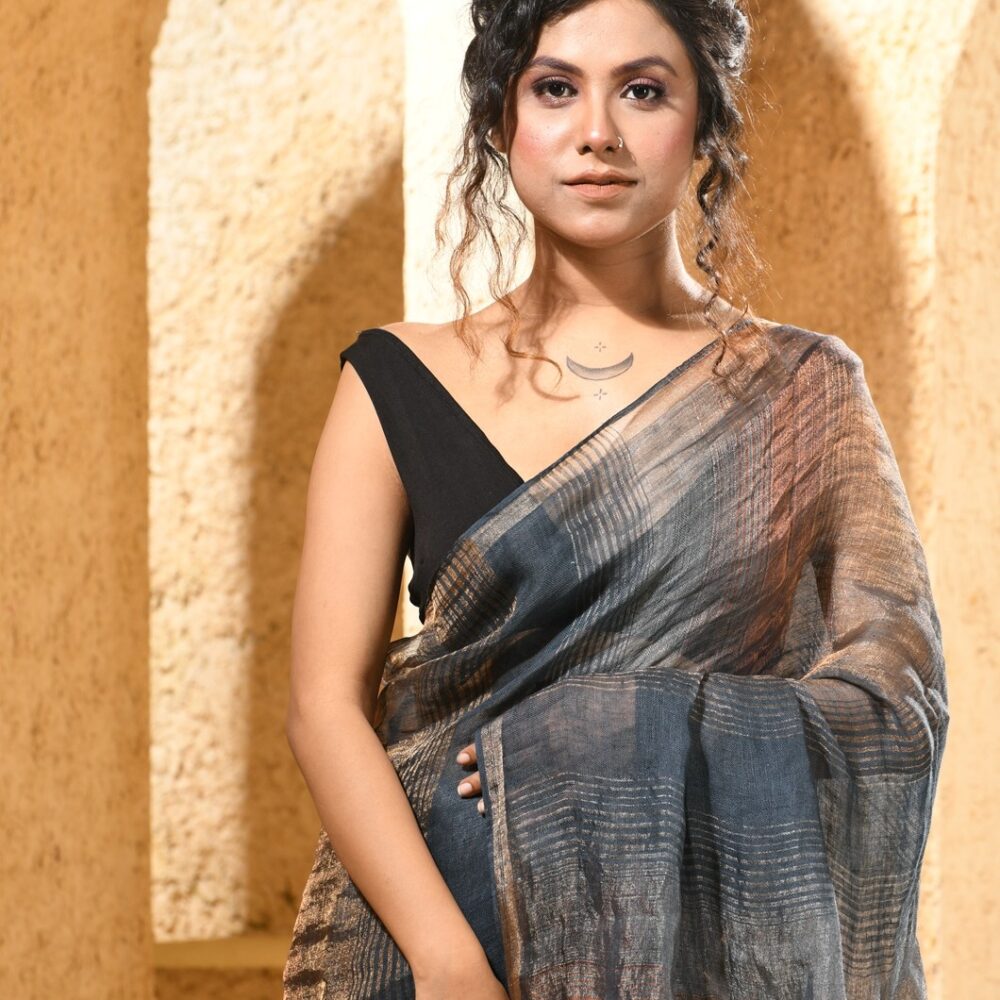 LINENMETALLICHANDLOOMSAREE-KARU30 (4)