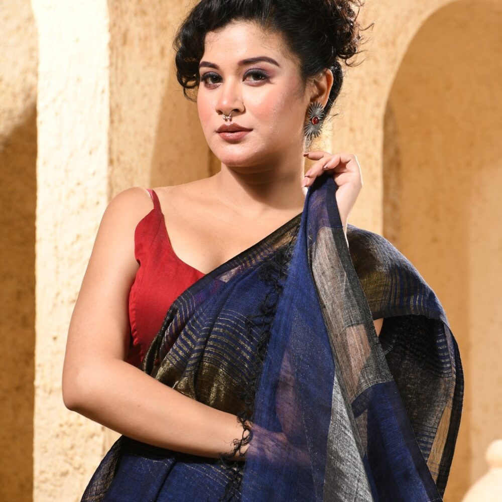 LINENMETALLICHANDLOOMSAREE-KARU33 (1)